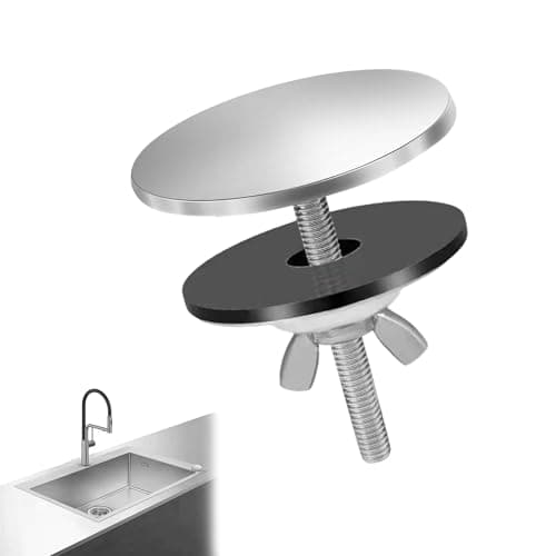 Image of 1Pc Sink Hole Cover Stainless Steel Tap Hole Blanking Plug Sink Overflow Cover Sink Tap Hole Stopper For Kitchen Bathroom Faucet Metal Plug (Silver)