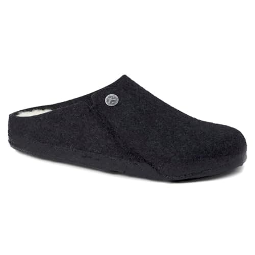 Image of Birkenstock Womens Arizona Soft Footbed - Leather (Unisex), Zermatt Shearling Anthracite, 5-5.5 Women/3-3.5 Men