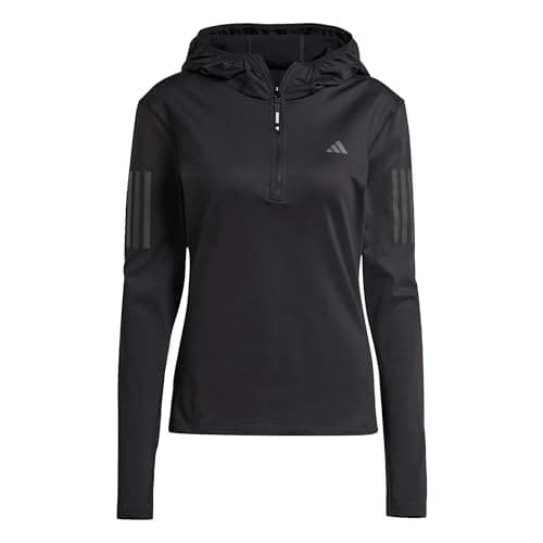Image of adidas Women's Own the Run Winterized Hooded Half-Zip, Black, L