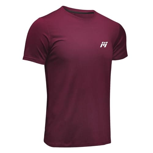 Image of MEETWEE Men’s Sport T-Shirt, Breathable Cool Dry Mesh Base Layer Tops Short Sleeve Running Top Gym Shirt Red
