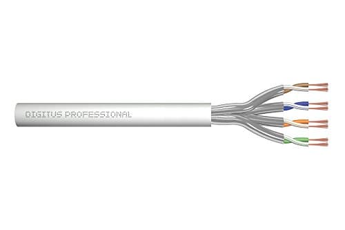 Image of DIGITUS Cat-6A patch cable – Unassembled – 100 m – U-FTP network cable – LSZH – AWG 27/7 – 10 Gbit/s – 500 MHz – PoE+ compatible – Grey