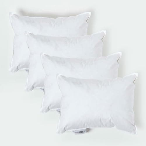 Image of HOMESCAPES 4 Pack Luxury Duck Feather Cushion Inserts 30cm x 40cm (12 x 16”) Perfect Bounce Back and Down-Proof Cover Generously Filled Inner Pads Filler, Hypoallergenic RDS Certified Machine Washable