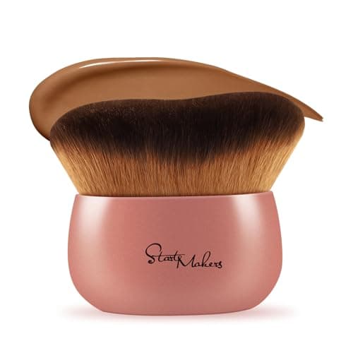 Image of Self Tanning Brush for Face Body - Start Makers Body Makeup Brush for Tan, Fake Tan Applicator & Sunscreen Brush - Kabuki Foundation Tool for Legs Arms - Ultra Soft Synthetic Bristles, Vintage Red