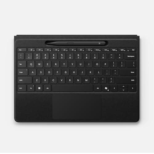 Image of Microsoft Surface Pro Flex Keyboard with Slim Pen | Black | 2-in-1 Alcantara® Keyboard for Surface Pro Windows 11 Copilot+ PC