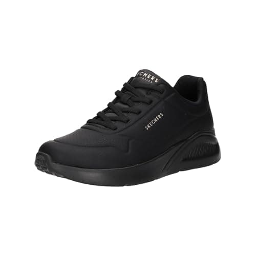Image of Skechers Women's Uno Lite Lite Work Sneaker, Black Duraleather, 3 UK