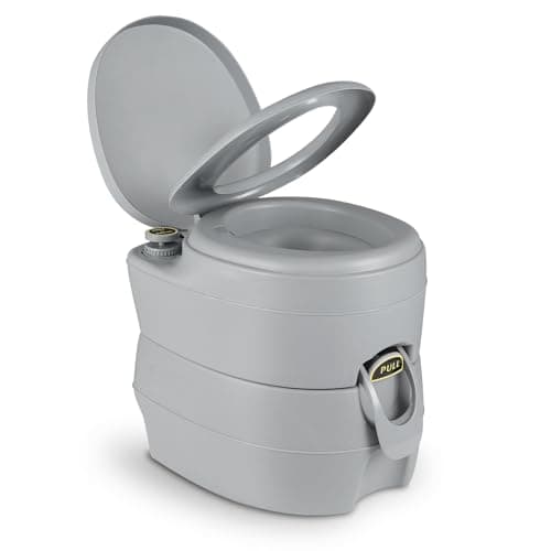 Image of TANGZON 20L Portable Toilet Camping Porta Potty, 150 KG Travel Toilet Potty Seat with Waste Tank, Flush Pump, Indoor Outdoor Dual Outlet Commode with Handles for Camping Fishing Boating (Dark Grey)