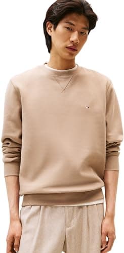 Image of Tommy Hilfiger Men’s Seasonal Fleece Round Neck Sweatshirt, Beige (Coastal Taupe), M