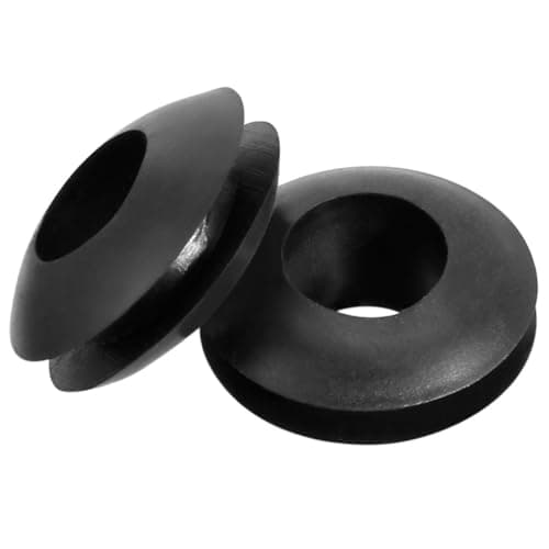 Image of ROWORKX 100Pcs Rubber Grommets, 5mm Wiring Blanking Ring Gaskets – Black Rubber Cable Hole Plugs for Protecting Cables, Wires and Plugs