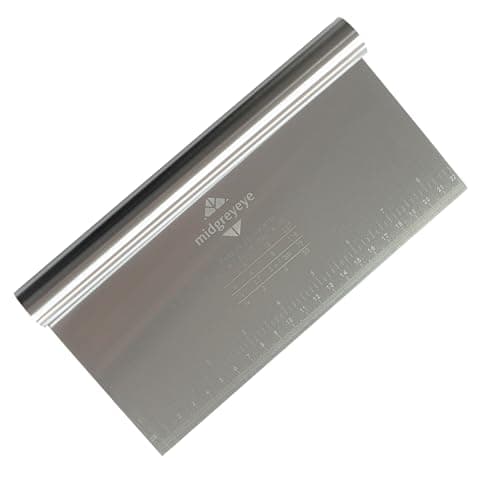 Image of Midgreyeye Large Dough Scraper Stainless Steel Dough Cutter with Measuring Scale Plastic Bench Scraper Kitchen Scraper Flexible Dough Scraper for Cakes, Pizza, Dough (8.7 * 4.6 in)