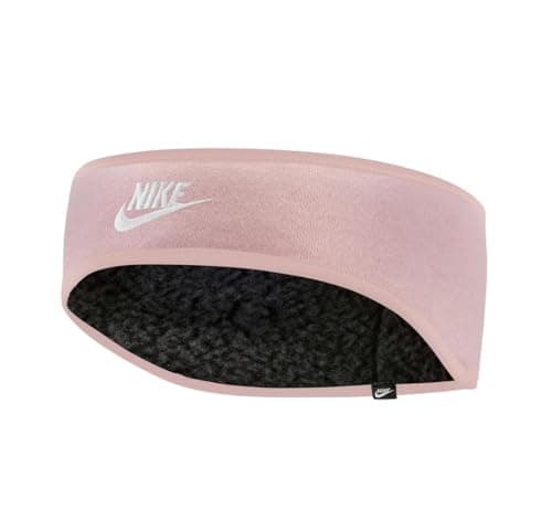 Image of Nike W Club N.100.4360.654.OS Fleece Headband for Women in Med Soft Pink/White Size: One Size