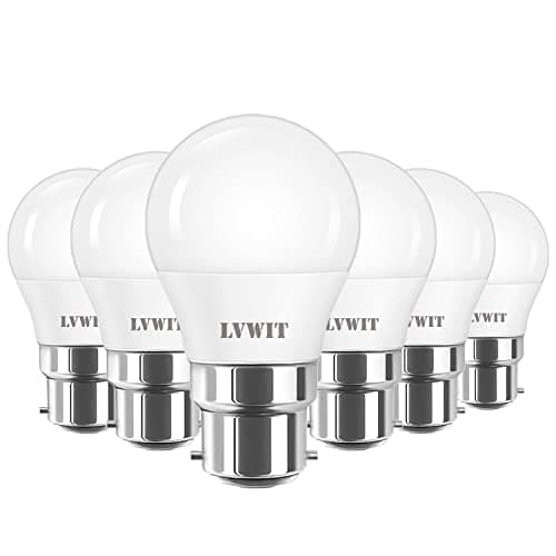 Image of LVWIT 6.5W B22 Golfball LED Light Bulbs, Golf Ball Led Bulbs Bayonet 60W Equivalent, 806Lm,2700K Warm White Small B22 Golf Ball Bayonet Bulb Energy Saving,220-240V,Non-Dimmable,(Pack of 6)