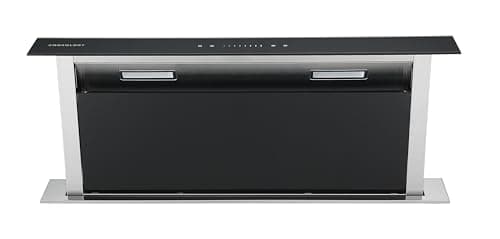 Image of Cookology CDD905BK 90cm Downdraft Cooker Recirculating Chimney Hood Kitchen Island Extractor Fan, 4 Speed Touch Control with LED Light - in Black