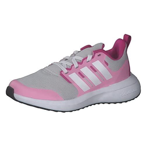 Image of adidas Fortarun 2.0 Cloudfoam Lace Shoes, Children's and Youth Running Shoes, Grey One Cloud White Beam Pink, 4.5 UK