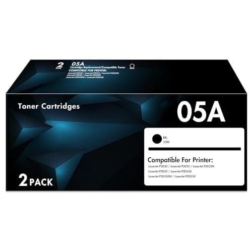 Image of 05A CE505A Toner Cartridge - Replacement for HP 05A CE505A Toner cartridge for HP Laserjet Pro P2035 P2035N P2055DN 2055DN 2035N P2030 P2050 P2055D P2055X 2055D 2055X Printer (Black, 2-Pack)