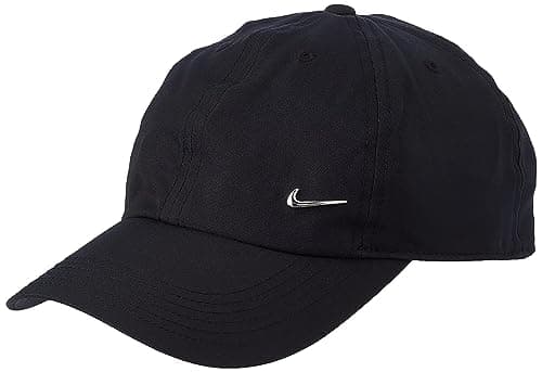 Image of NIKE Children's Y Nk H86 Cap Metal Swoosh Hat, Black/(Metallic Silver), One Size UK