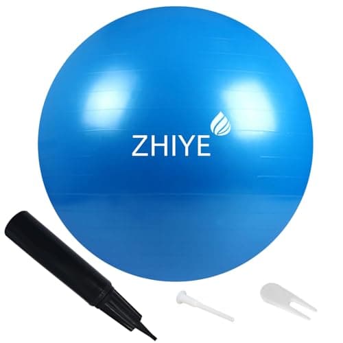 Image of ZHIYE Blue Pilates Ball 45 CM Yoga Exercise Ball Core Fitness Bender, Yoga, Stability, Barre, Training Physical Therapy Swiss Ball Gym Home