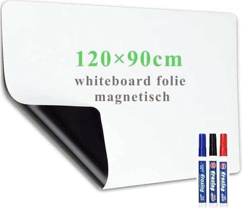 Image of Lyzzxi Magnetic Whiteboard Paper, 90 x 120cm, DIY Self-Adhesive Dry Erase Board Sheets, Whiteboard Film Stick on Wall for Office, Home, School