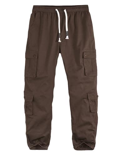 Image of APTRO Cargo Combat Trousers for Men UK Camo Tactical Mens Trousers Work Trousers Cotton Joggers with Multiple Pockets Brown L