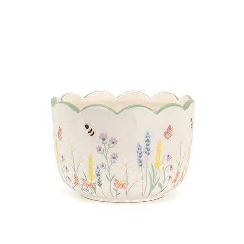 Image of Sass & Belle Meadow Floral Planter - Indoor Plant Pot, Floral Design for Cactus or Succulent, Ceramic plant pots for Home Decor, Flower Pot Designed by Sass and Belle