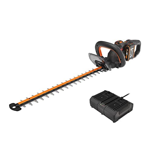 Image of Worx WG286E 40V 61cm Cordless Brushless Hedge Trimmer – Dual-Action Laser-Cut Blades, 27mm Cutting Capacity, 180° Rotating Handle, Includes 2x 2.0Ah Batteries & Charger