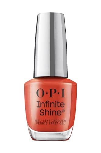 Image of OPI Infinite Shine Nail Polish - Knock 'Em Red - Gel Like & Long Lasting Red Crème Nail Polish - with Pre-Cured Gel Technology & OPI Pro-Wide Brush (15ml)