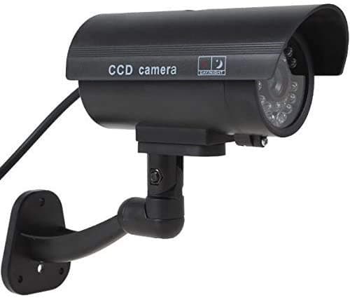 Image of Rheme Fake Camera Outdoor Indoor Fake Dummy Imitation CCTV Security Camera W/Blinking Flashing Light Bullet Shape Black
