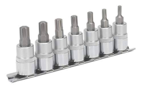 Image of Sealey Ak6232 Ribe Socket Bit Set 7Pc 3/8Sq Drive 50Mm