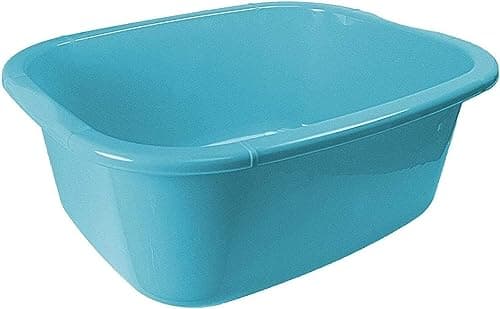 Image of OptiProducts® 11L Liter Plastic Washing Bowl Rectangular Multi-Purpose Basin Mixing Pot Sink Tidy Organizers (Sky Blue)