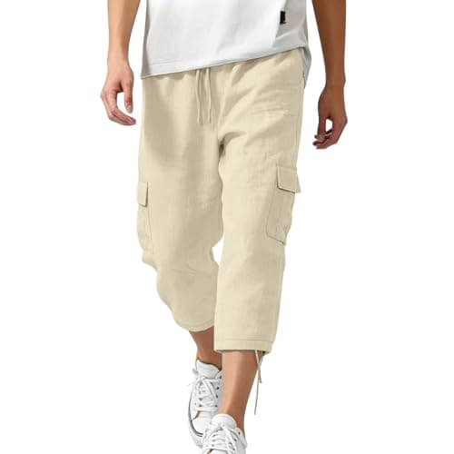 Image of Cargo Trousers Men's Sports Leisure Trousers for Men Comfortable Trekking Trousers Long Jogging Bottoms with Multi Pockets Regular Fit Outdoor Trousers Classic Cargo Pants Men, khaki, XL