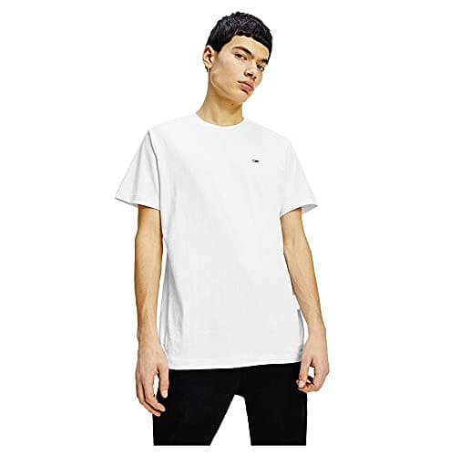 Image of Tommy Jeans Men's Tjm Slim Jersey C Neck Ext Dm0dm09598 S/S Knit Tops, White (White), XXL