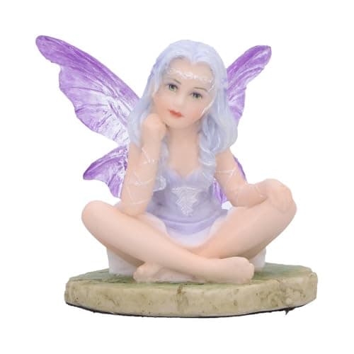 Image of Nemesis Now Fairy Figurine, Hand-painted Decorative Statue, Decor for Garden Shelf and Home - Lila the Lavendar Fairy