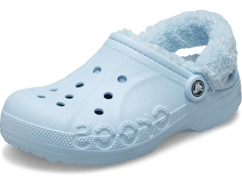 Image of Crocs Unisex Adult Baya Lined Fuzz Strap Clogs, Mineral Blue, 6 Women/4 Men