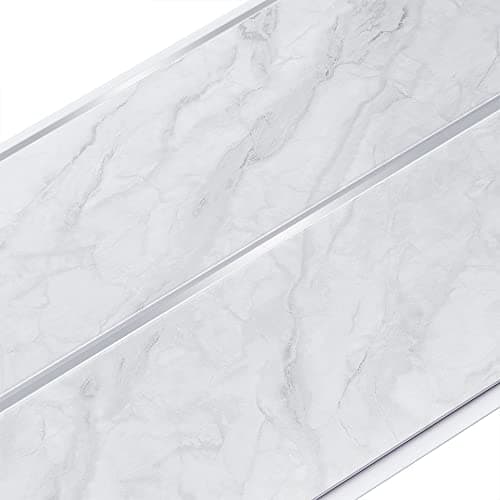 Image of 10PCS Gloss PVC Wall Panels 260 x 25 cm, Tongue & Groove Interlocking Bathroom Shower Panelling, 5mm Waterproof Wall Cladding for Bathroom Kitchen Ceiling & Any Room