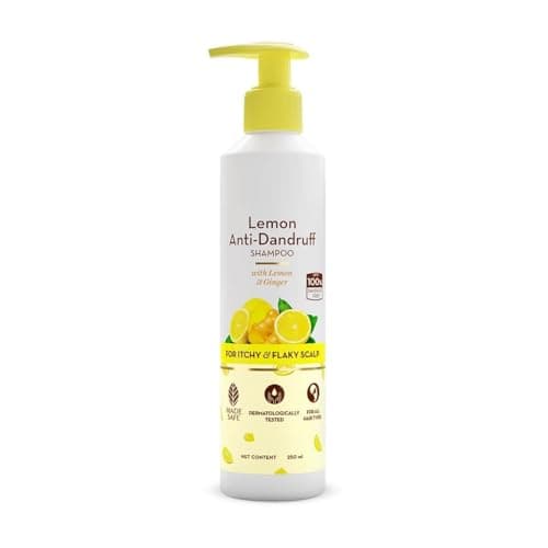 Image of Lemo.n Anti-Dandruff Shampoo with Lemon & Ginger for Itchy & Flaky Scalp | Reduces Up to 100% Dandruff | Soothes Itchiness | For Men & Women | 250 ml