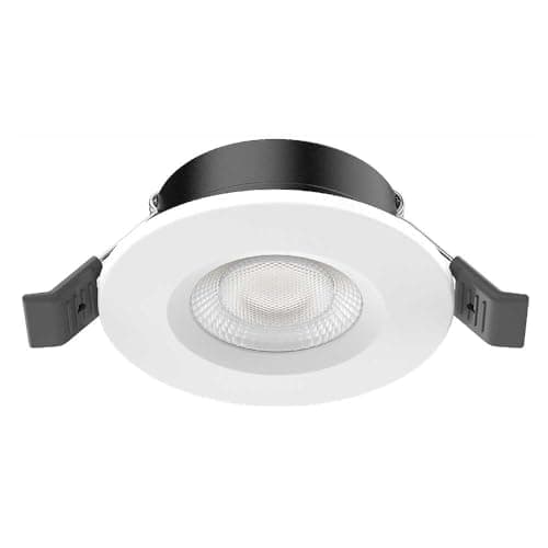 Image of Qvis FRD Elite Fixed Fire Rated LED Downlight Switchable Wattage 4w/6w Quad Light Colour Temperatures - 2700K 3000K 4000K 6000K White Bezel IP65 Dimmable