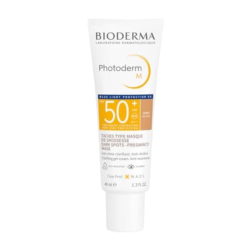 Image of Bioderma Photoderm M SPF 50+ Sunscreen Golden Tinted Moisturiser for Dark Dpots, Hyperpigmentation and Melasma 40ml