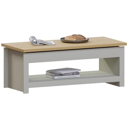 Image of Vida Designs Arlington Coffee Table Sliding Top With Storage 1 Shelf MDF Living Room (Grey)