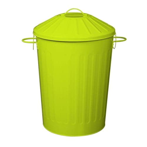 Image of simpa 60L Colourful Vintage Style Metal Tapered Dustbins & Lids - Lime Green 62cm (H) x 38cm (Dia)