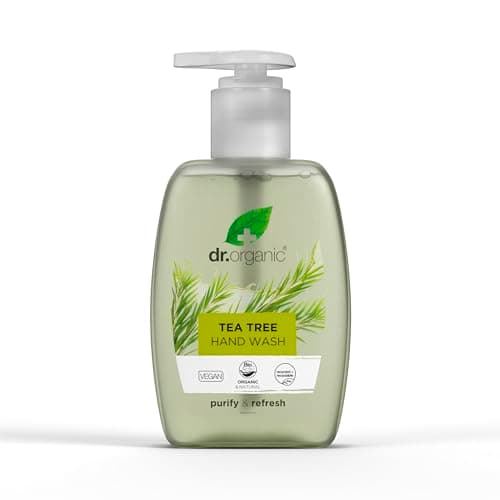 Image of Dr Organic Tea Tree Hand Wash, Purifying, Cleansing, Natural, Vegan, Cruelty-Free, Paraben & SLS-Free, Recycled & Recyclable, Recycled & Recyclable, Organic, 250ml, Packaging may vary