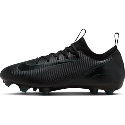 Image of Nike Unisex Kids Zoom Vapor 16 Academy Fg/Mg Football Shoe, Black Black Deep Jungle, 3 UK