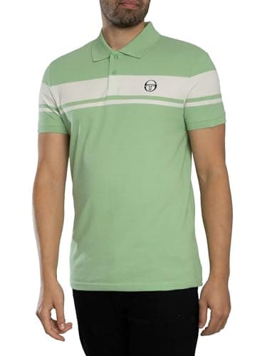 Image of Sergio Tacchini Men's Young Line Polo Shirt, Quiet Green/Gardenia, Quiet Green/Gardenia, S