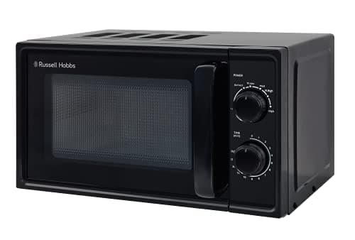 Image of Russell Hobbs 17L Small Microwave Black Manual Textures 700W with 5 Power Levels & 30 min Timer, Defrost Function & Easy Clean, RHM1725B