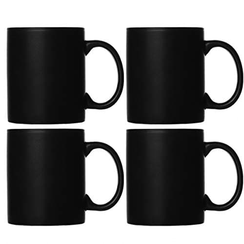 Image of Smilatte M010 Matte Black Porcelain Coffee Mugs, 320ML Classic Ceramic Cup with Hanlde for Latte Cappuccino Tea, Set of 4
