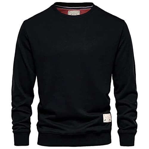 Image of Blu Apparel Mens Jumper Premium Branded Crew Neck Cotton Sweater Pullover Sweatshirt Jumpers for Men UK Black Navy Charcoal S M L XL 2XL (UK, Alpha, M, Regular, Regular, Black)