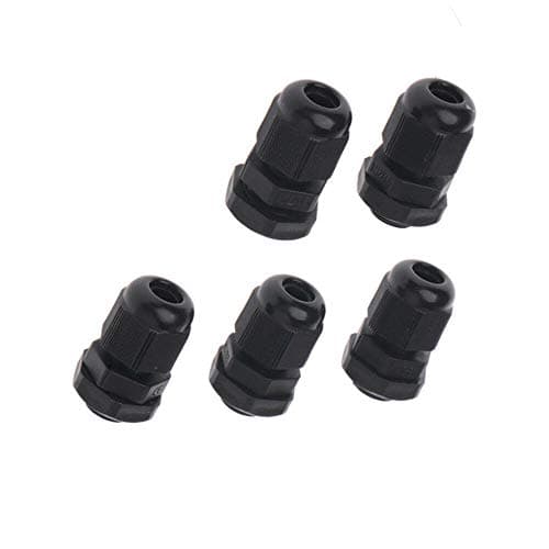 Image of Cable Gland 5PCS IP68 M20 Plastic Waterproof Cable Locknut Stuffing Glands Adjustable Stuffing Gland for Home/Garden/Outdoor Lighting Cable (Black)