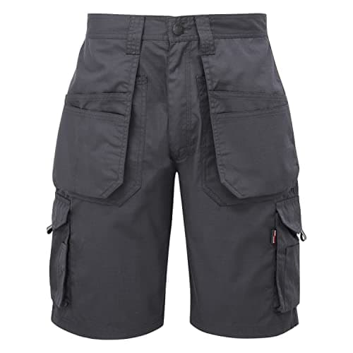 Image of TuffStuff - Grey Enduro Work Shorts, 30" Waist - Durable Ripstop Cargo Shorts with Triple Stitching, YKK Zip, Holster & Hammer Pockets - Durable Easy Care Summer Workwear - Functional Design