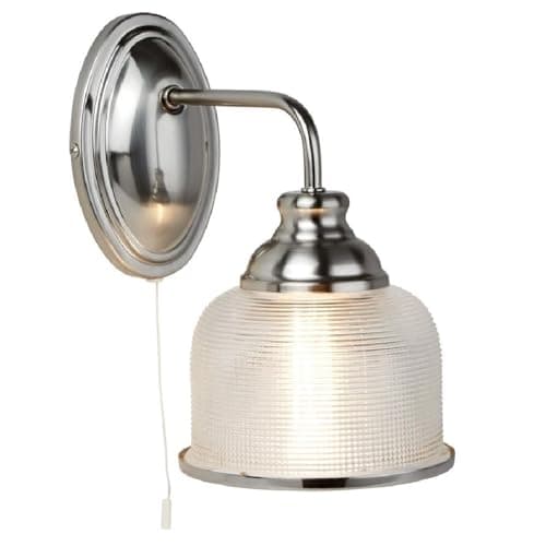 Image of Britalia Satin Silver Vintage Wall Light with Halophone Glass Shade 245mm - 1 x E27 ES Large Edison Screw Light Bulb Required (Not Included) | Suitable for Standard or Smart LED Lamps