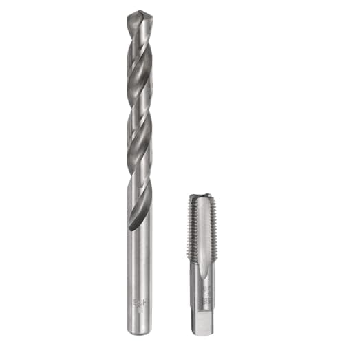 Image of sourcing map Tap & Drill Bit Set, 1pcs 1/4-18 NPT Straight Flute Thread Taps and 1pcs 11mm Twist Drill Bits, HSS6542 Screw Tapping Threading Tools