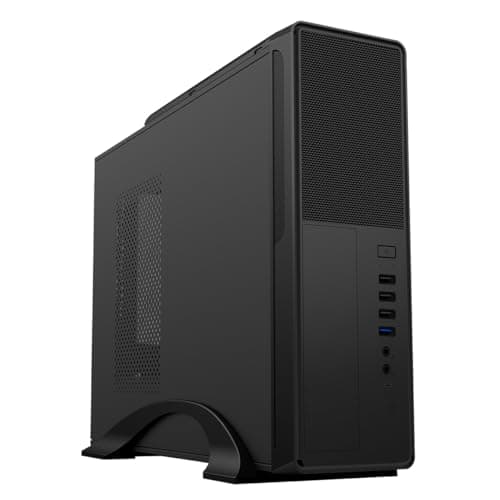 Image of CiT S014C Slim Micro ATX Office PC Case with 300W Power Supply – Micro-ATX & Mini-ITX Support – 80mm Fan Pre-Installed – USB Type-C, USB 3.0 & USB 2.0 – Business Workstation Case | Black