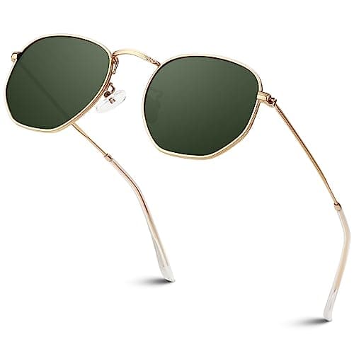 Image of Sunier Polarised Sunglasses Women Men, Trendy Womens Sun Glasses, Ultralight Hexagon Metal Frame with UV400 Protection Shades